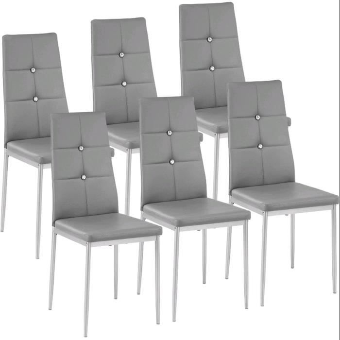 6 Chaises De Salle A Manger Design Moderne Gris Achat Vente