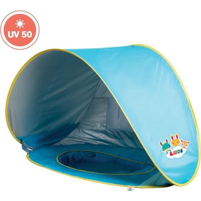 LUDI Tente de plage et piscine pour bébé - en tissu avec protection UV 50 - dès 10 mois