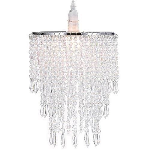 Abat-jour Plume Waneway Avec Gouttes Acrylique - Blanc Luxe Pour Lustre Et Lampe