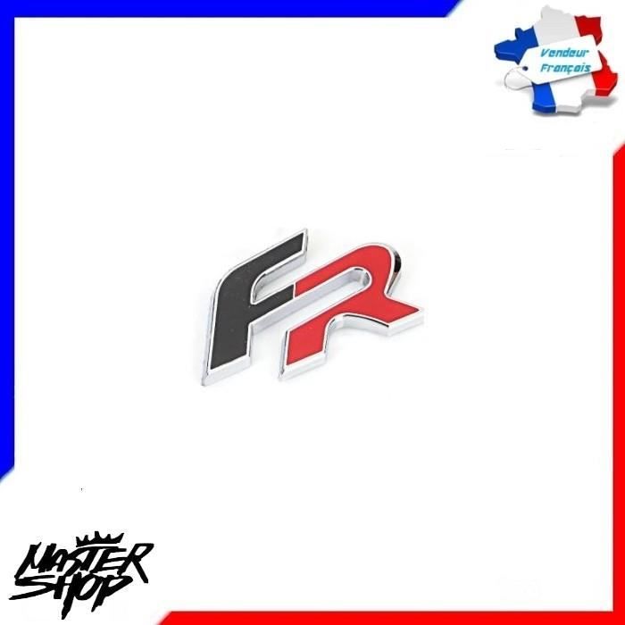 Logo FR SEAT Métal Autocollant 6,4 CM X 3,5 CM Noir/rouge