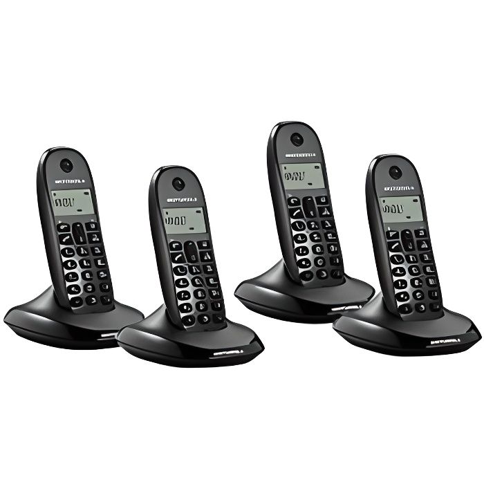 Téléphone sans fil Motorola C1004 - Noir - 4 combinés supplémentaires - Répondeur et conférence à trois