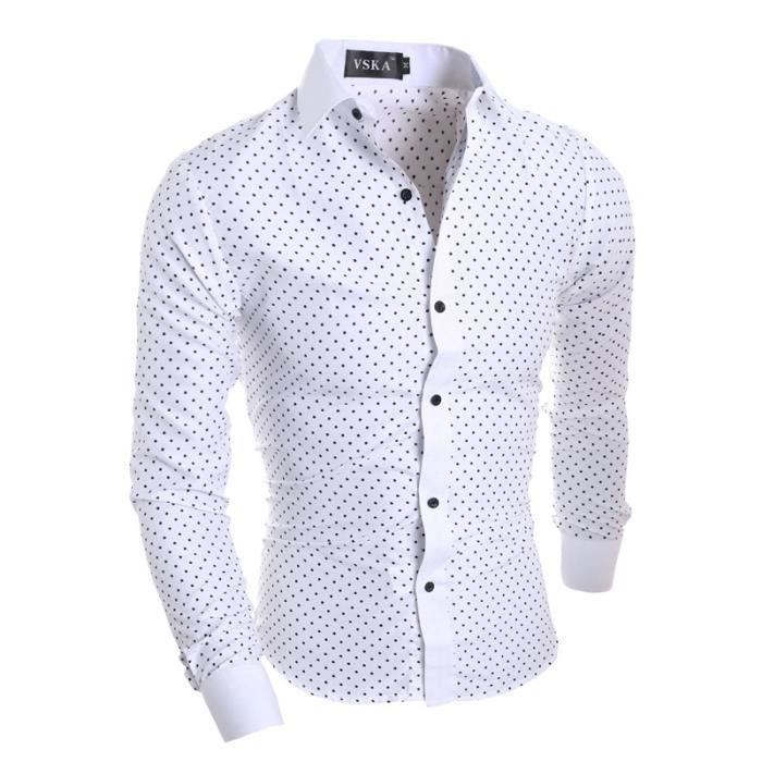 Chemise Homme Les etoiles imprime a Casual Vetement Masculin a la mode Blanc