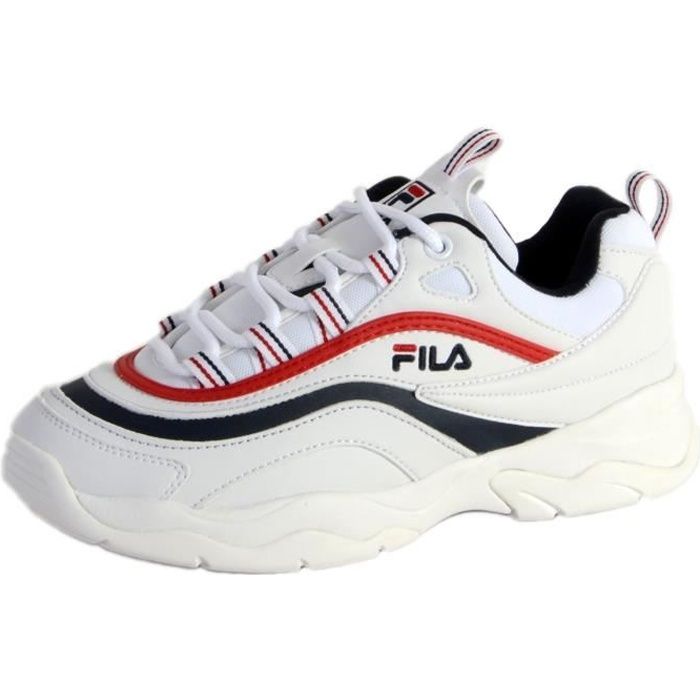 fila ray low blanche bleu et rouge femme