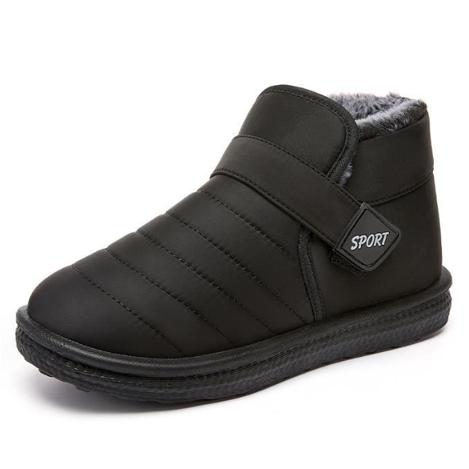 Chaussons Bottines Femme Hiver Noir Semelle antiderapante et resistante