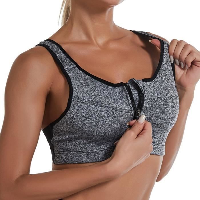 Soutien-gorge De Sport Fermeture Frontale - Push-up Rembourré, Sans Armatures - Tailles 36 à 46 - Pour Fitness, Course, Allaitement