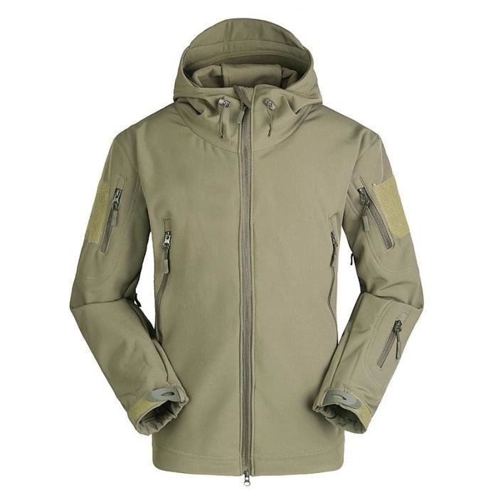 Veste Imperm?�able Softshell Homme de Randonn?�e - Marque - Mod?�le - Vert - Manches longues 