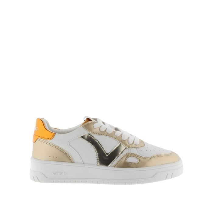 Victoria Baskets femme Victoria - VICTORIA - Platino/noir/orange - Textile - Plat - Lacets