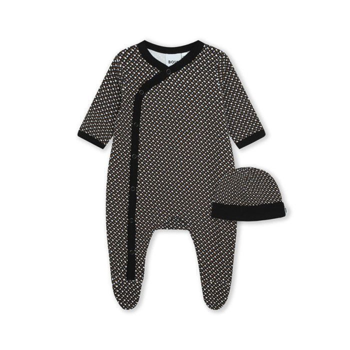 Enfant Tenue Naissance Hugo Boss BOSS Baskets En Cuir Et Maille