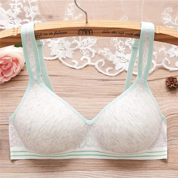 Soutien-gorge 85A Blanc à Rayures, Sans Armature - Occasion Très Bon état, Confortable Coton