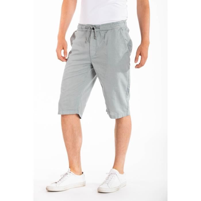 Pantalon avec cordon de serrage à la taille en lin mélangé