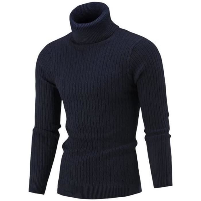 Pull Homme Pull à col roulé Homme Hiver en Tricote Manches Longues ...
