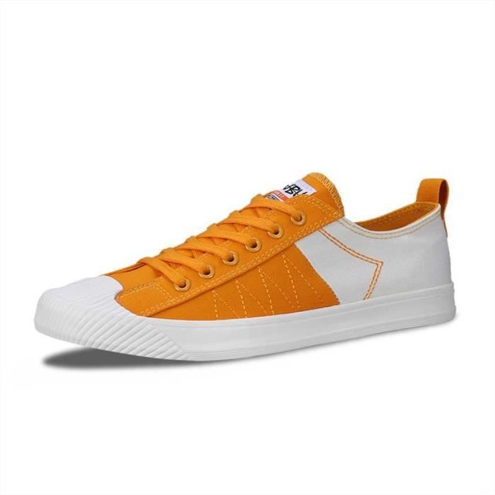 INSFITY Baskets Homme - INSFITY - Plat Bicolore - Toile Aéré - Casual - Antidérapage Confortable - Jaune