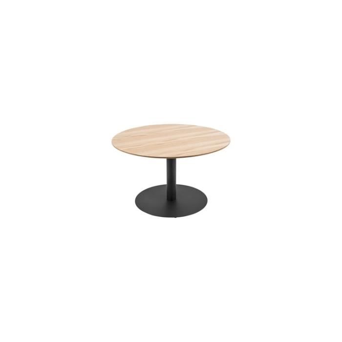 table basse bois de chêne et métal dot ø60 cm - present time - contemporain - design - rond