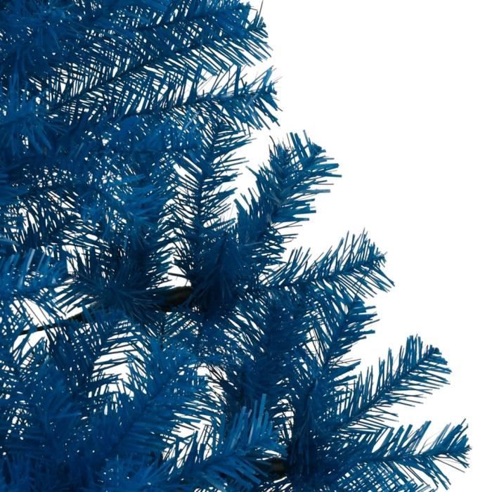 Demi sapin de Noël artificiel avec support Bleu 180 cm PVC Qqmora L2508