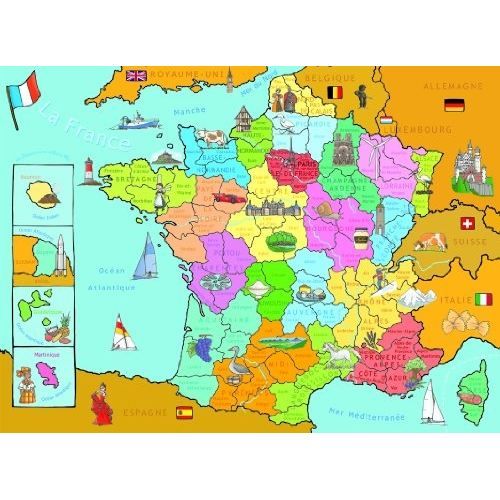 Puzzle 100 Pieces - Carte De France - Nathan - Puzzle Enfant +