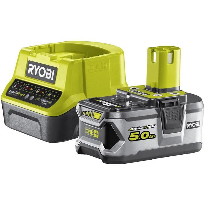 Pack batterie RYOBI 18V One+ 5.0Ah LithiumPlus - 1 chargeur rapide 2.0Ah RC18120-150
