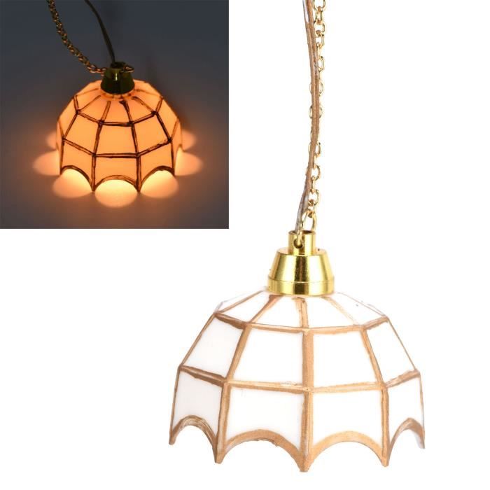 Tnfeeon Plafonnier LED Miniature Pour Maison De Poupée – Échelle 1:12 – Métal Doré 24 Carats – Pile Bouton CR927 Incluse