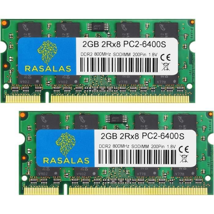 BRAINZAP 4GB DDR2 RAM SO-DIMM PC2-6400S 2Rx8 800 MHz 1.8V CL6 Notebook