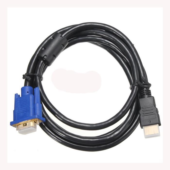 HDTV 1.8M HDMI male a connecteur VGA cable PC cable adaptateur TV Noir -  Cdiscount TV Son Photo