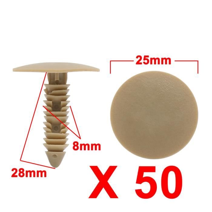 Lot De 50 Clips/Rivets Plastique Noir Pour Voiture - Trou 4mm, Universel, Pour Pare-chocs, Garnitures, Tapis