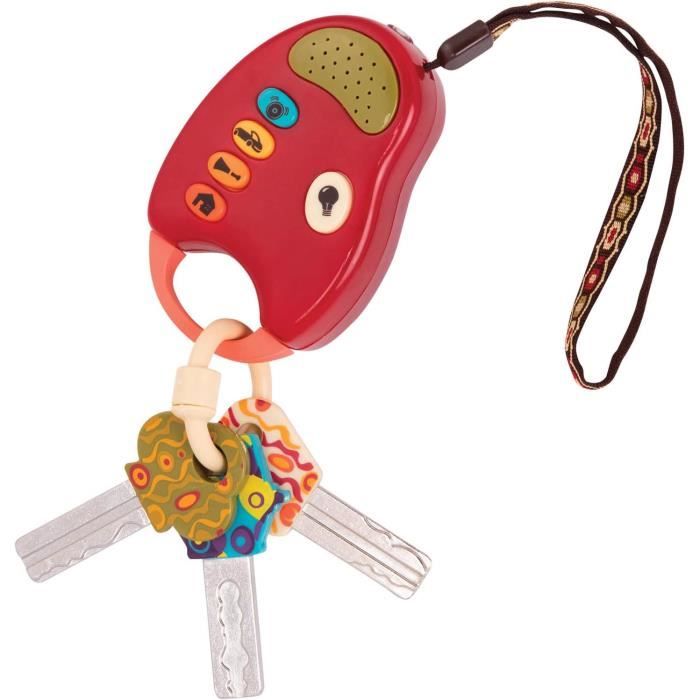 Battat – Set De Clés Jouets Lumineuses Et Sonores Pour Bébé – 3 Clés + Télécommande Avec 4 Sons Fun + Mini Lampe Torche, Dès 10 Mois