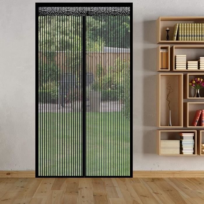Moustiquaire AimantéE Porte Fenetre 125 X 220 Cm Moustiquaire Porte Fenetre Magnétique Fermeture Automatique Facile à Installer Pour Enfants Et Animaux De Compagnie - Noir