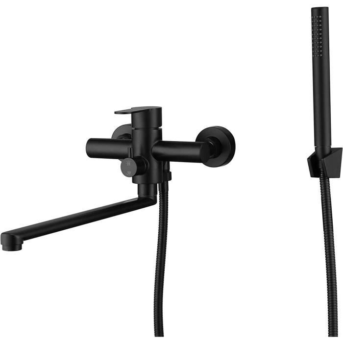 Kelleria Robinet Lavabo Noir Acier Inoxydable | Mitigeur Économie D'Eau 80mm | Installation Facile