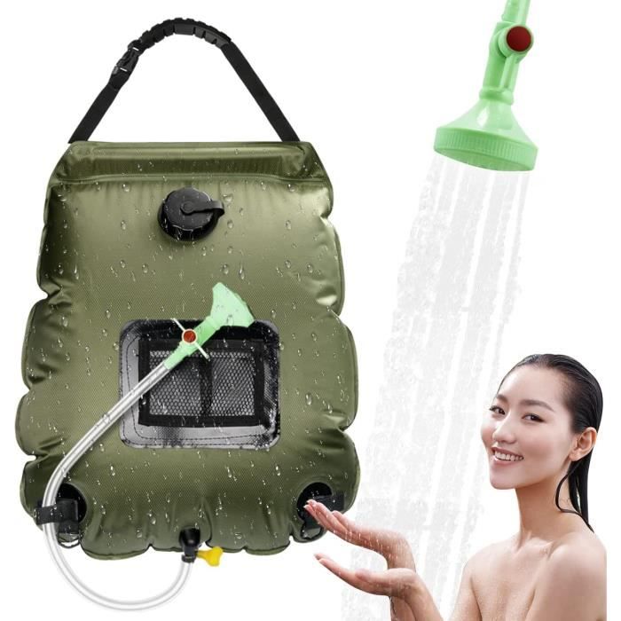 Douche Solaire Qdreclod 20L – Sac De Douche Camping Pliable, Chauffe En 3h à 40°C – Idéal Randonnée, Pêche, Festival