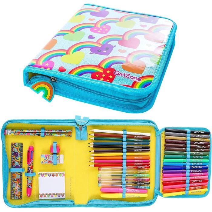 GirlZone Cadeau Fille - Trousse Scolaire Fille - Fournitures