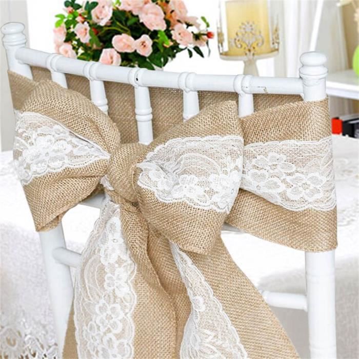 5 Rouleaux Ruban Jute Avec Dentelle Blanche - 2m Each - Style Vintage - Pour Déco, Mariage, DIY