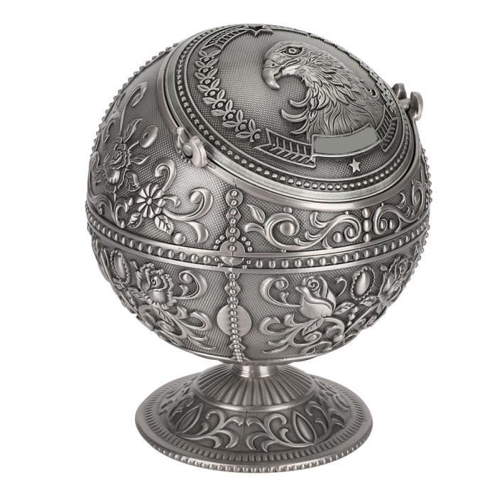 Cendrier Métal Avec Couvercle Motif éléphant - 10x10cm - Coupe-vent, Décoration Intérieur/extérieur - 5