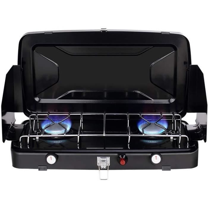 Réchaud à Gaz Vitrocéramique Métal acier Inoxydable - 2 brûleurs - Réc Réchaud à Gaz Vitrocéramique Métal acier Inoxydable - 2 brûleurs - Réc