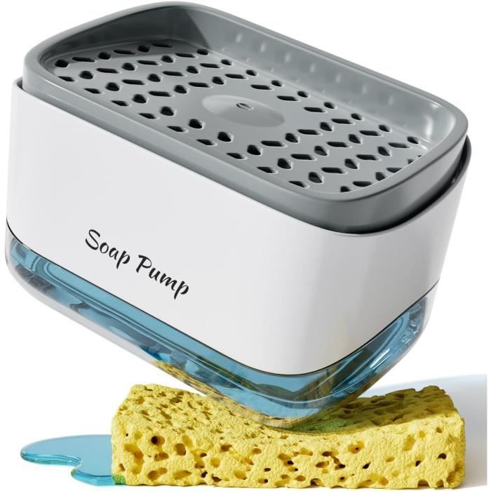 VITACHY Distributeur De Savon 2-en-1 Pour Cuisine – Noir Élégant, Évier Organisé Avec Doseur Vaisselle + Mains