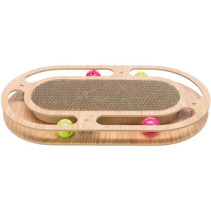 TRIXIE Griffoir carton avec jouet catnip en bois - 46 x 4 x 25 cm - Pour chat TRIXIE Griffoir carton avec jouet catnip en bois - 46 x 4 x 25 cm - Pour chat