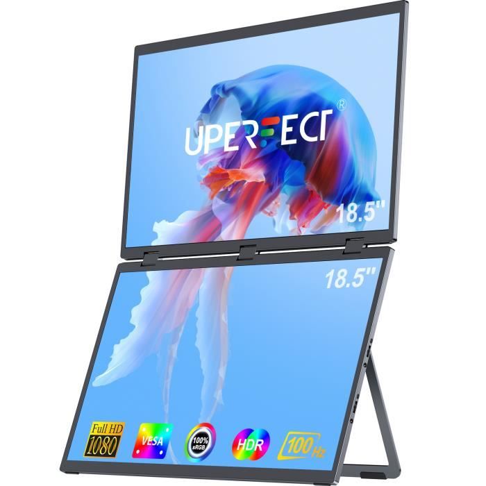 Moniteur double écran UPERFECT Full HD 185 pouces 1080P 100% sRGB
