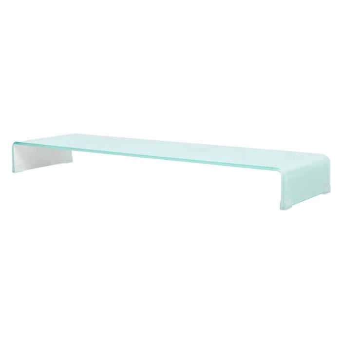 vidaXL Meuble TV/ Support pour moniteur 120 x 30 x 13 cm Verre Blanc