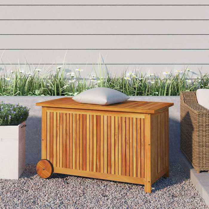 vidaXL Boîte de rangement de jardin avec roues 90x50x58 cm Bois acacia mobilier de jardin mobilier de terrasse coffre de 319711