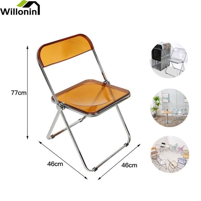 Chaise pliante pour salle à manger Willonin® - Style Élégant Transparent Marron - Métal et acrylique