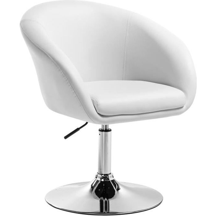woltu tabouret de bar en similicuir, fauteuil de bar avec dossier, tabouret rotatif, hauteur réglable, blanc