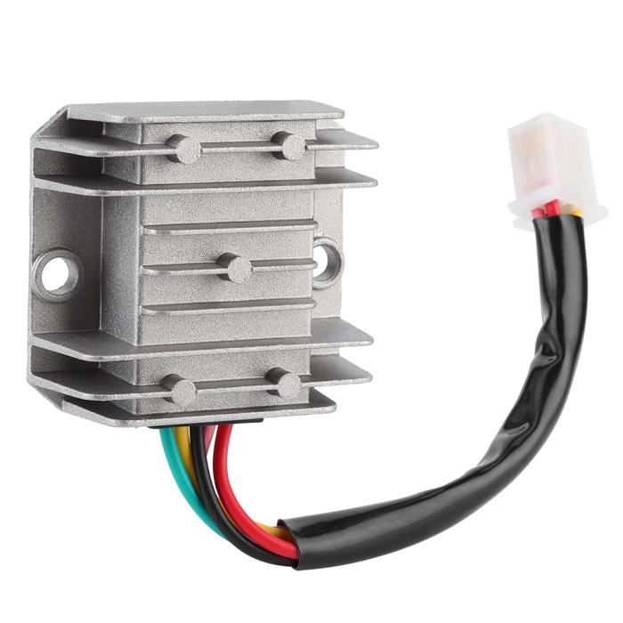 Redresseur Régulateur 12V 4 Fils 4 Broches - Compatible CG125 150-250CC Moto, VTT, Quad (Argent/Noir)