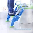 Réducteur de Toilette Enfant Pliable et Réglable - PUDDINGTreg - Blue - Marches Larges - Confortable-1
