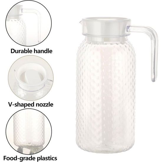 Carafe Eau De Pluie Gifi Carafes à Eau Plastique 1L Lot De 4 - Pichets Avec Couvercle Transparent Bouteille Jus Transparente