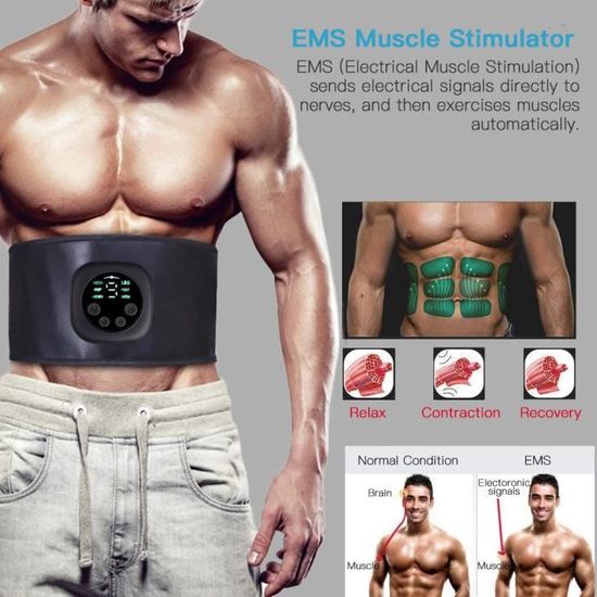 Ceinture abdominale EMS Smart electrique Stimulateur musculaire Ceinture Pads Pads Tonifiant Fitness Workout Cdiscount Sport