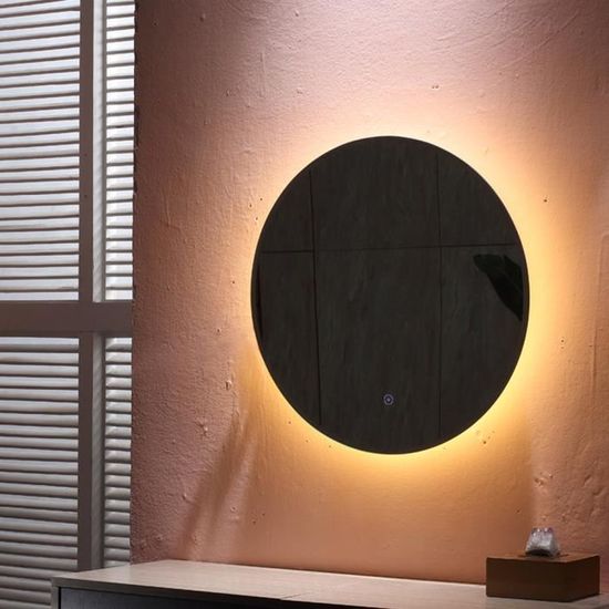 Miroir LED Design Coupé 54x60 Cm - Éclairage Frontal Dimmable 6000K - Anti-Buée, Prise EU Incluse - Pour Salle De Bain Moderne - 10