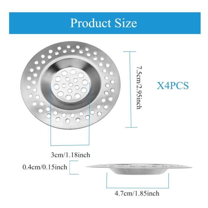 2 Filtre evier Cuisine, Grille evier passoire Cuisine avec poignée de, Diamètre extérieur 11cm, diamètre intérieur 7cm, Hauteur 2cm - Maison