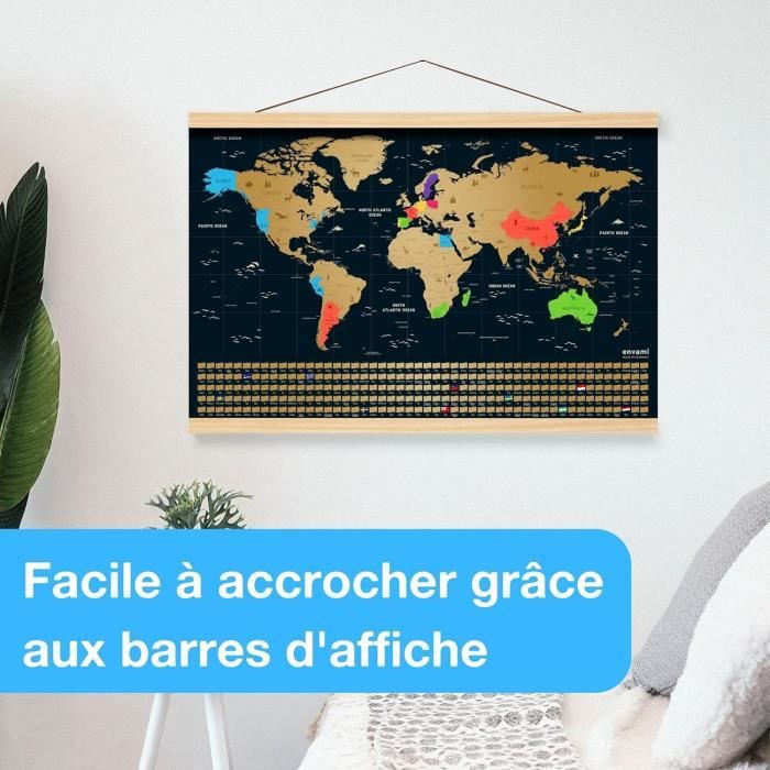 Mappa Del Mondo Da Grattare Envami - Oro 68x43cm Per Viaggiatori - Foto 9