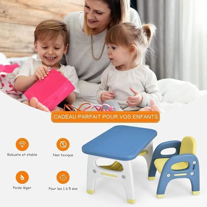 Table Et Chaise Enfant GOPLUS En HDPE | Forme Dinosaure, Avec étagère Et 3 Blocs | Pour 1-5 Ans