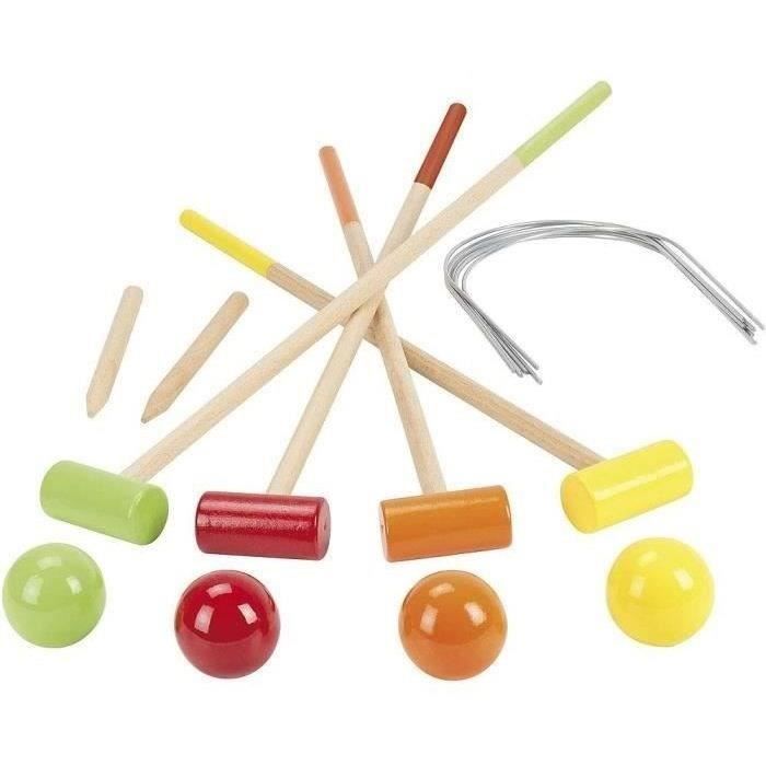 Croquet 4 Joueurs Jeu Croquet Extérieur UISEBRT - 4 Joueurs, Bois