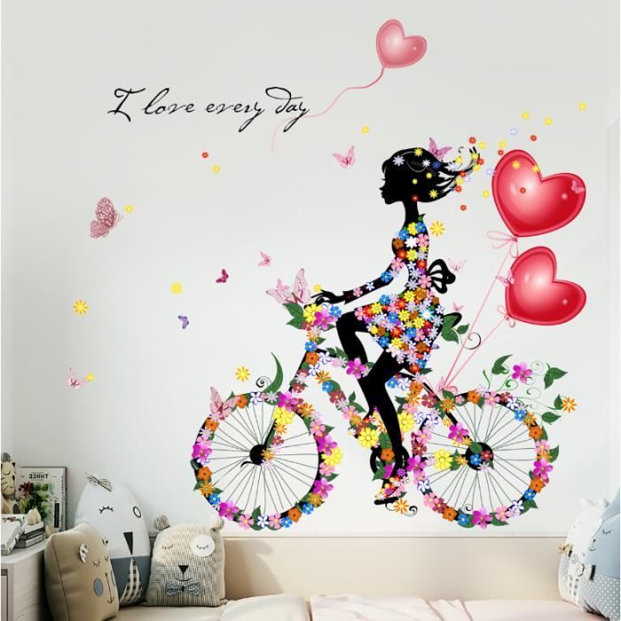 Kalavika Sticker Muraux vélo fille et ballons Autocollant Décoratif Murale  pour Chambre Enfant Salon Fenêtre Penderie, 100*85cm - Cdiscount Maison