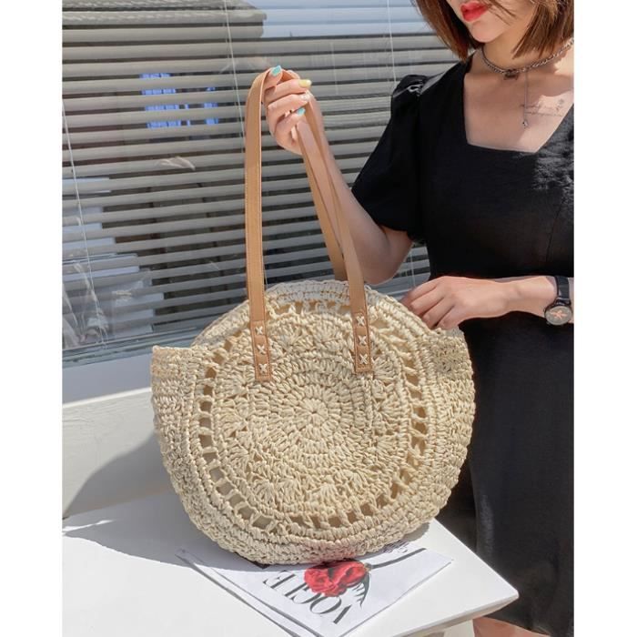Sac De Plage Rond En Paille Sac Bandouli re Tiss Fait La Main Vintage Sacs Sac De Loisirs D t De Vacances Boh mien